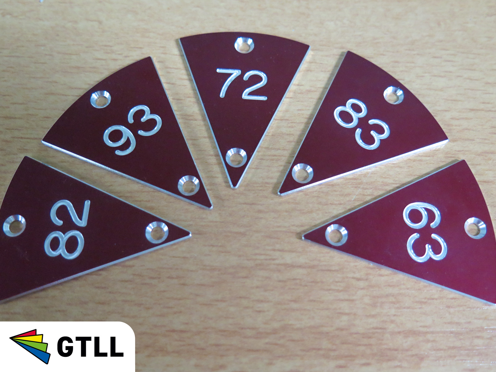 Tafel bordjes in pizzavorm