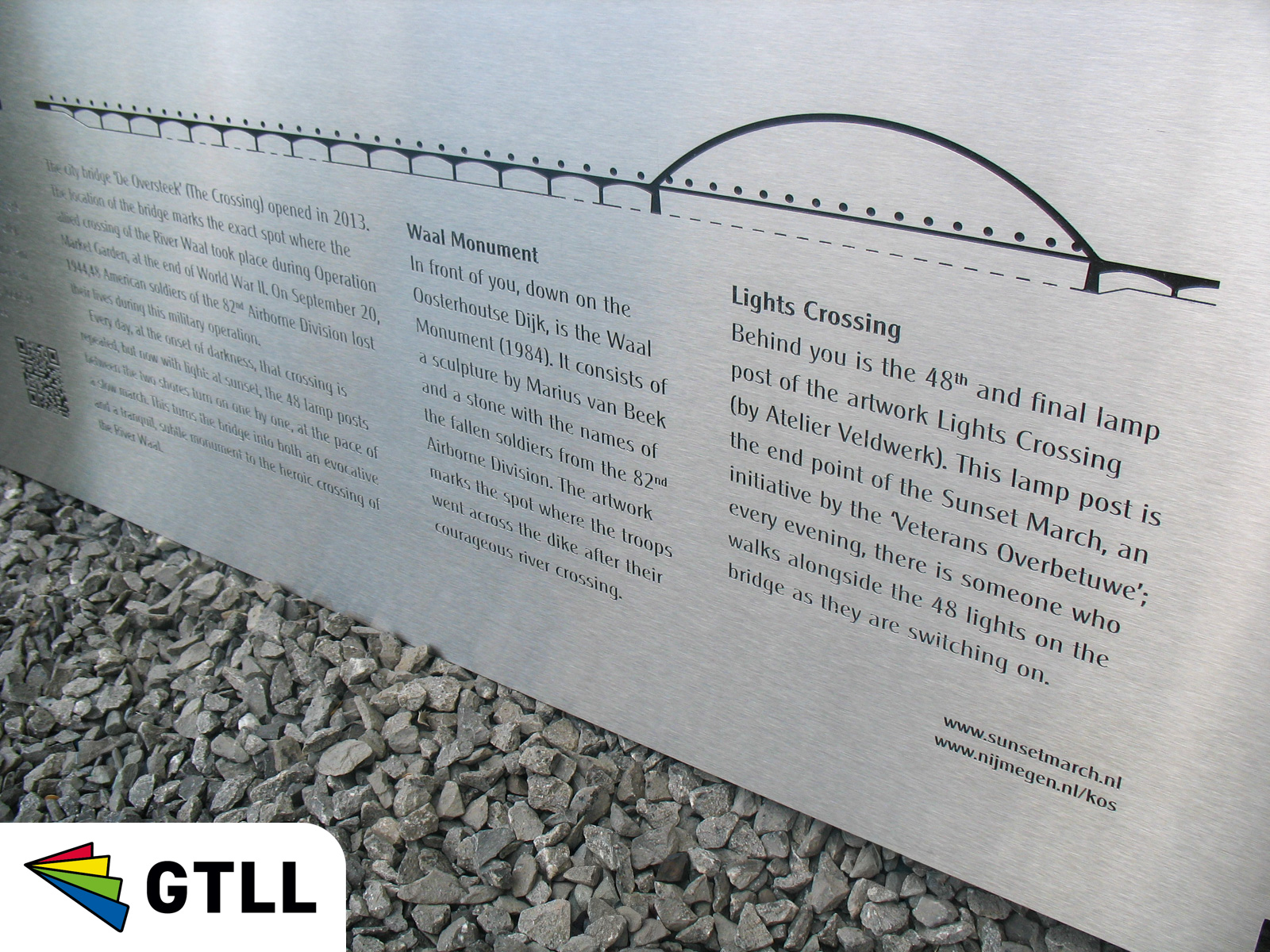 RVS plaat gegraveerd voor Waal monument