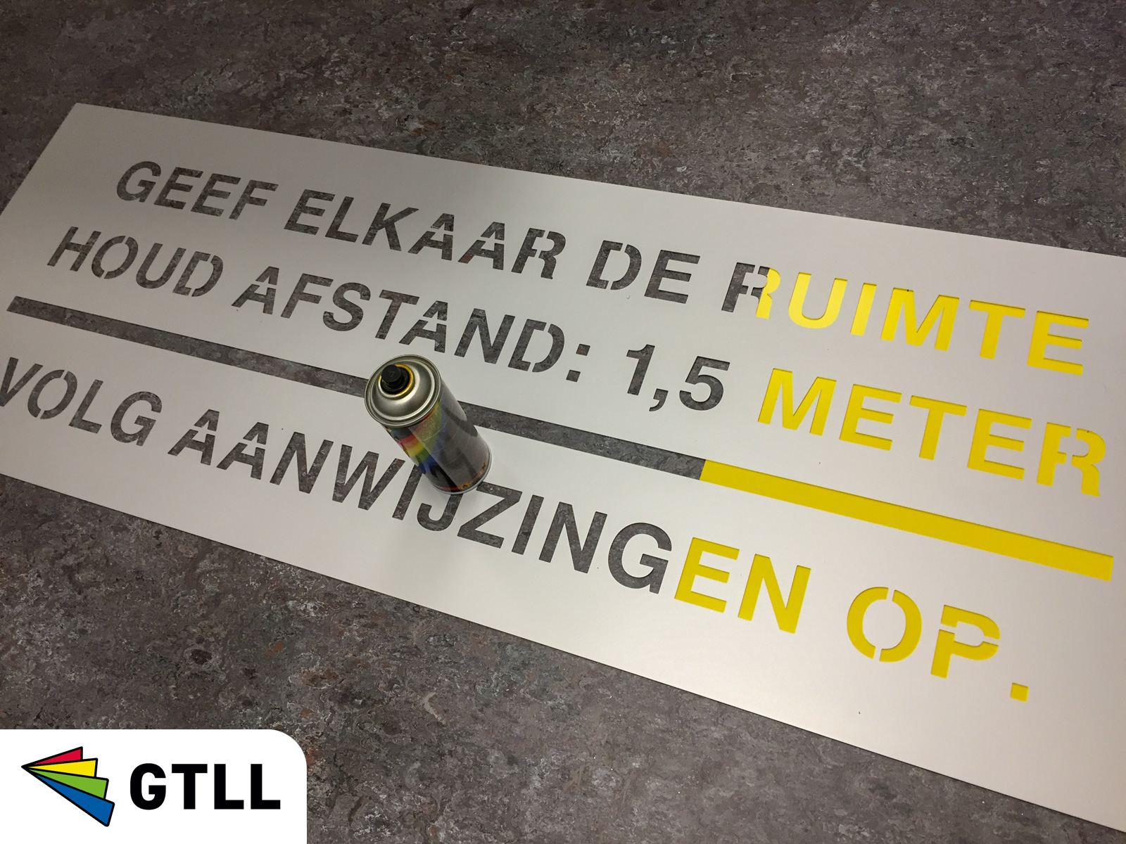 Aluminium spuitsjabloon houd 1,5meter afstand