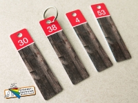 Sleutelhanger met nummer in eigen opdruk