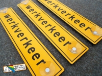 Borden met zuignap, alle afmetingen en teksten mogelijk, bijvoorbeeld met werkverkeer
