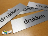 SL16545 Deurbord duwen (of drukken) en trekken of push and pull, tekst kan verticaal of horizontaal, afmeting 165x45mm, aluminium