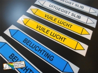 leidingstickers  in allerlei kleuren en afmetingen